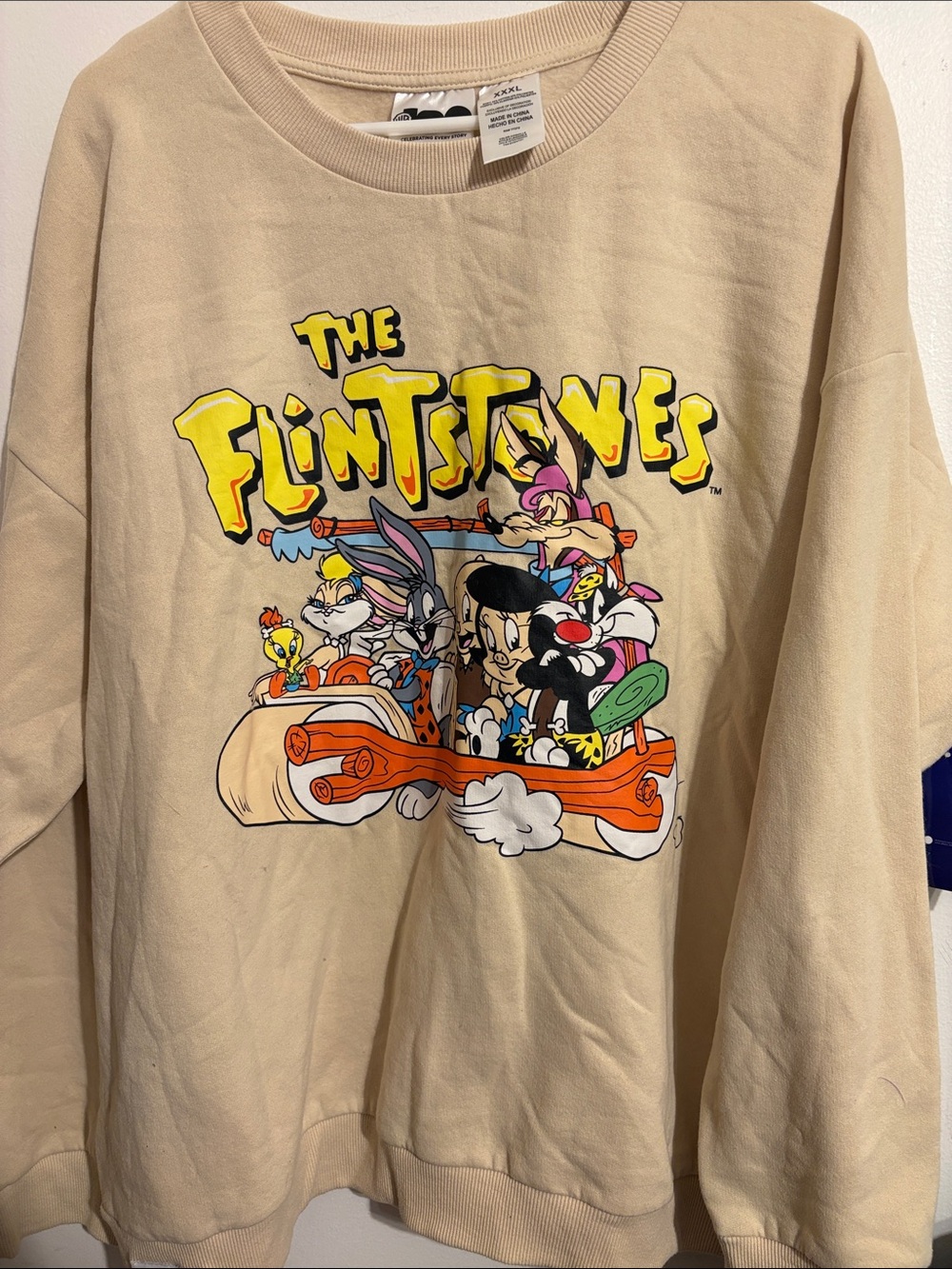 Warner Bros. The Flintstones Cream Graphic Kids Sweatshirt